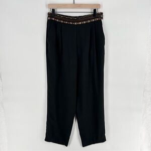 Nancy Bolen City Girl Vintage Velvet Waist Trim Pleated Front Trousers‎